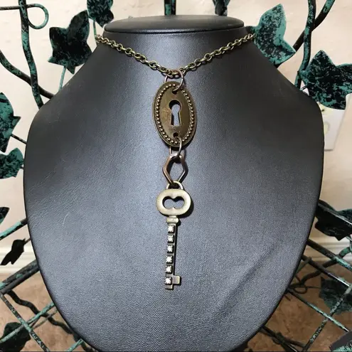 Gold Lock & Key Necklace New