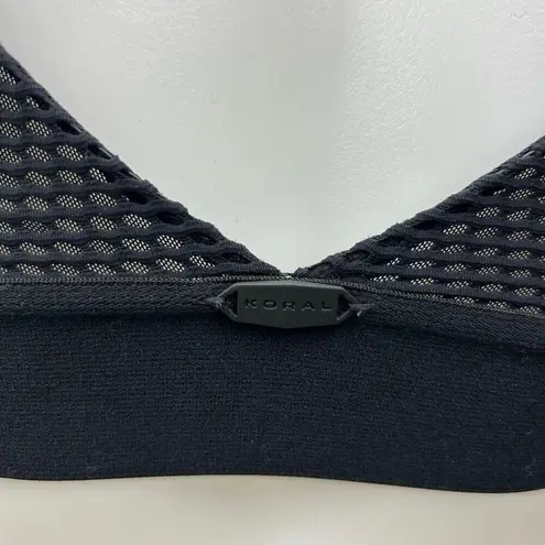 Koral Orange Satin Mesh Colorblock Scoop Neck Workout Athletic Sports Bra Sz XS