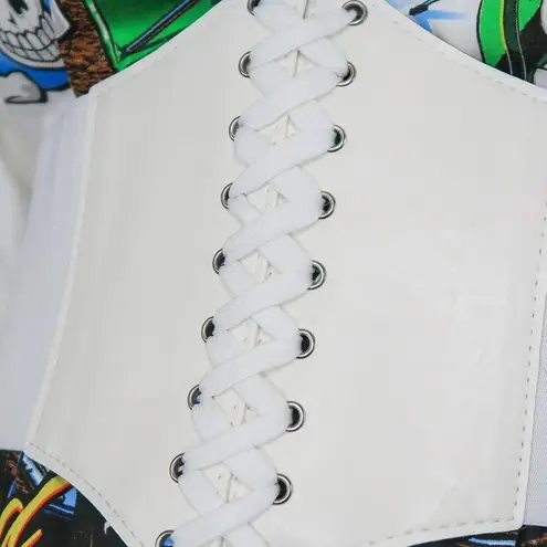 White Lace Up Waspie Corset Belt