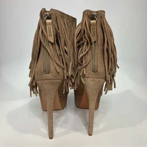 Schutz tan fringe leather platform heels women’s size U.S. 7 party western