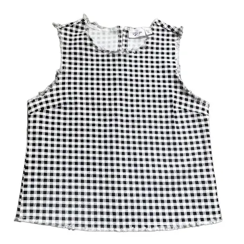 RD Style Black and White Gingham Raw Edge Sleeveless Top Size Small NWOT