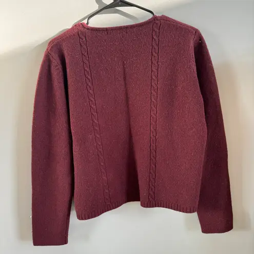 Eddie Bauer Vintage  Maroon Lambs Wool Cardigan Sweater