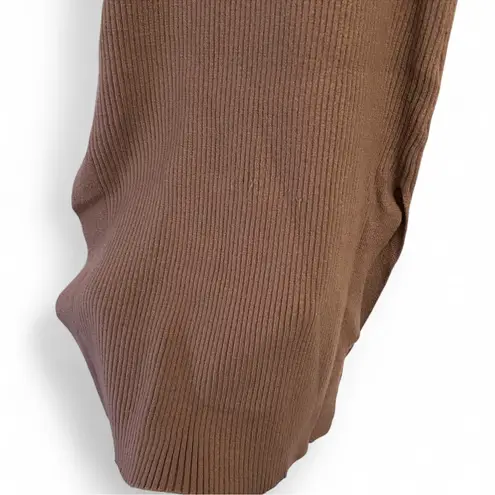 Magaschoni Brown Ribbed Knit Midi Dress (Size L)