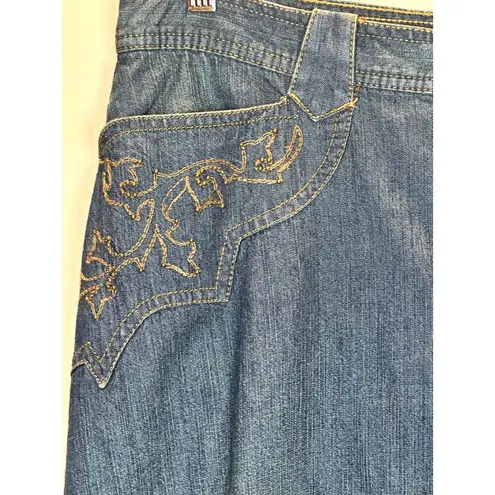 Ralph Lauren Lauren Jeans Co.  Women's Size 10 Blue Denim Skirt Embroidered EUC