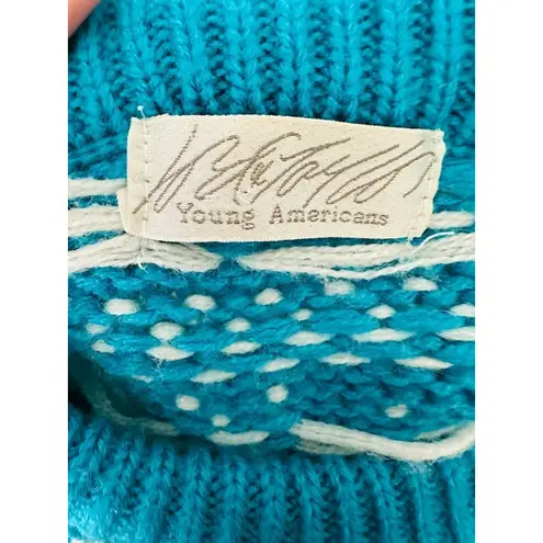 Vintage Lord & Taylor Young Americans Sweater Mens M Chunky Holiday Christmas Blue Size M