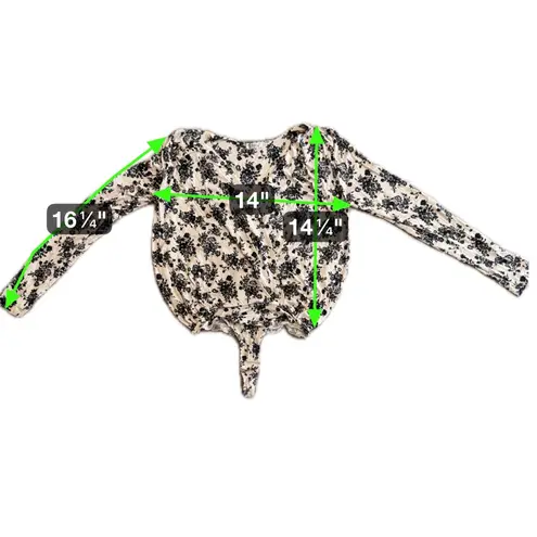 Free People  Turnt Floral Bodysuit Black Ecru Cream | M