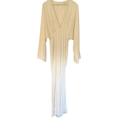 Pretty Lavish UK Alexis white sequin dolman sleeve maxi gown 6
