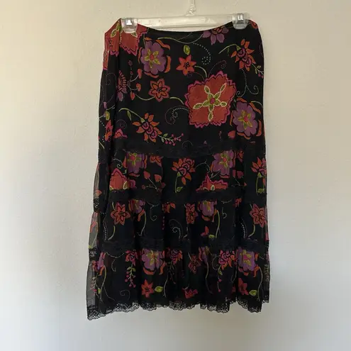 Vintage Spenser Jeremy skirt women's size 12 floral 90s 1990 whimsigoth fairy Black