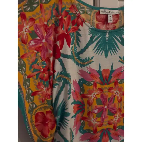 Moa Moa Moa Moa Women's Medium Floral Print Blouse Top Colorful