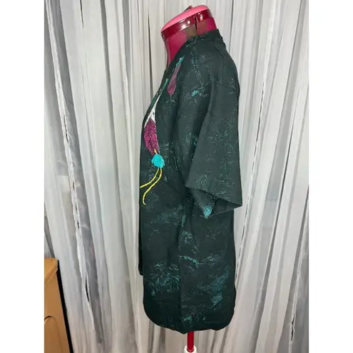 T shirt vintage 1980s western feathers graphic tshirt teal purple spatter paint Size M