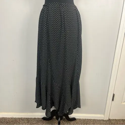 Vintage 90s Jordan black white polka dot maxi skirt asymmetrical hem size large