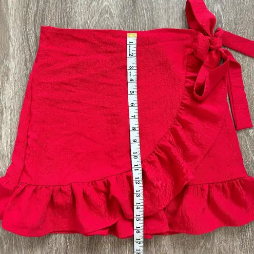 Pink Lily Red Wrap Mini Skirt Size Medium