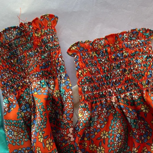 THML Cream Sweater with Paisley Print Satin Smocked Sleeves