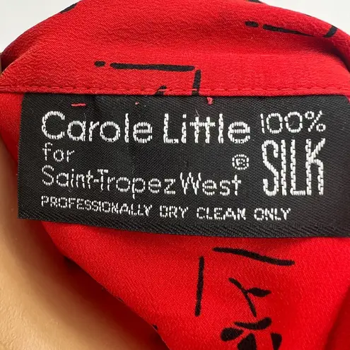 Carole Little (6) American VINTAGE 80's Red Floral 100% SILK Skirt Suit Set