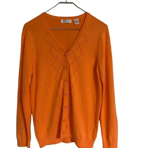 Greg Norman Collection Light Orange Button Front Cardigan Medium
