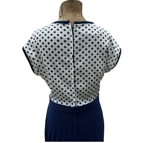 Vintage Blue  Polka Dot 60s Large Dress