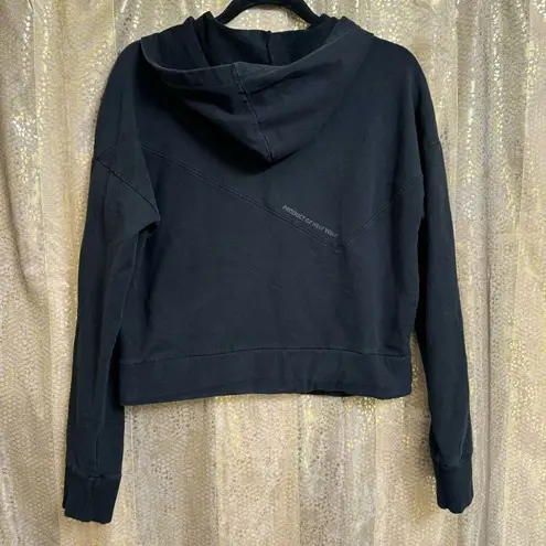 PONY Womens Black Cropped Hooded Pullover Sweater Large