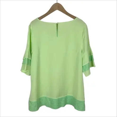 Soft Surroundings Oakleigh Triple Tiered Sleeve Top in Margarita Lime Size Small