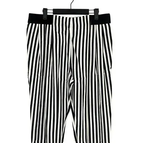 Sans Souci NWT Striped Lightweight Satin Feel Trouser Ankle Pant XL Black White
