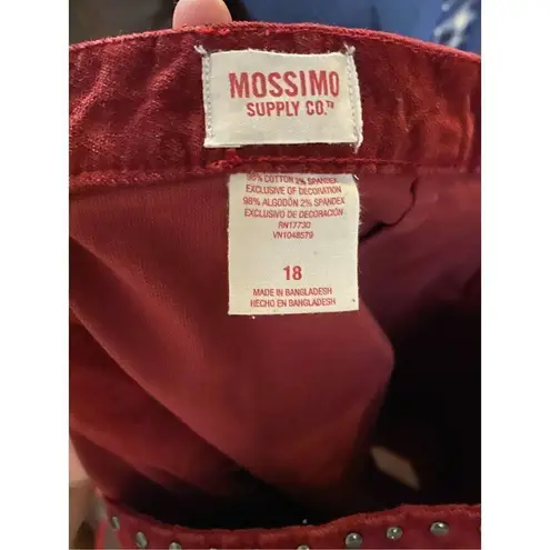 Mossimo Supply Co Red Velvet Denim Mini Skirt Size 18
