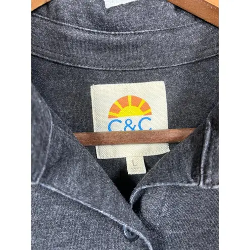 C&C California Long Sleeve Charcoal Shirt L Cotton/Polyester Casual Wear