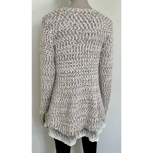 Mirumi Marled Knit Lace Hem Sweater