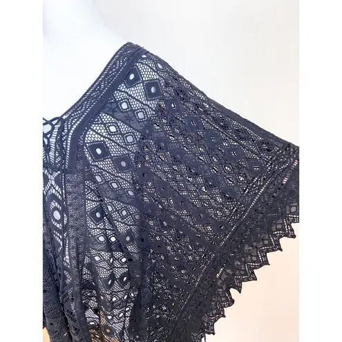 Jen's Pirate Booty Bohemian Allover Black Crochet Lace Coverup Shawl Goth Grunge