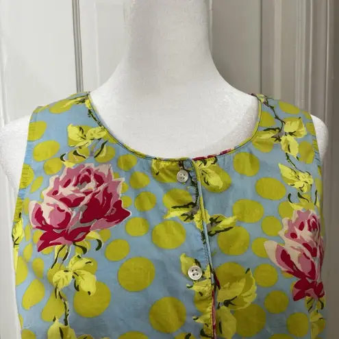 PINE CONE HILL Sleeveless 100% Cotton Pajama Top Womens Size M Button Up Roses Green Size M