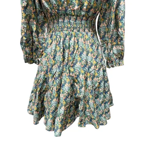 Trovata Silk Blend Celestial Custer Long Sleeve V neck Dress Size Small Blue