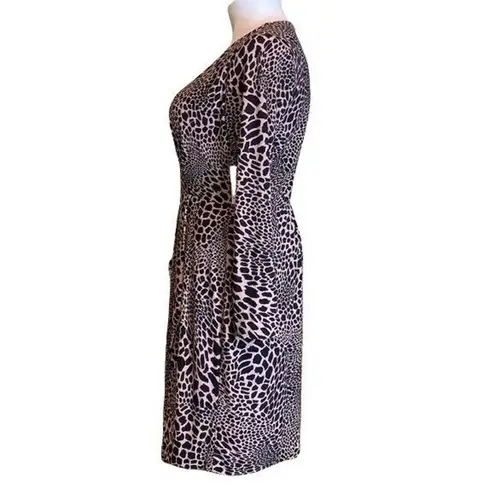 Alfani Womens Stretchy Animal Cheetah Print Sheath Dress Pink Black Large NWT