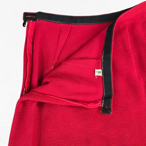 50s Vintage Red Open Front Double Breasted Blazer Pencil Skirt Wool Set Size 2