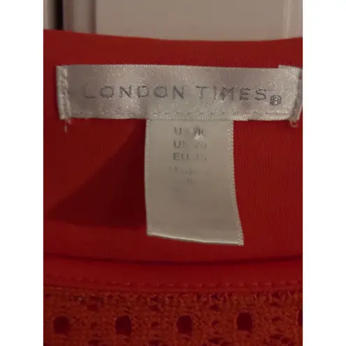 London Times Red Crochet Lace Dress US 16 UK 20 EU 48 Short Sleeve - Image 4