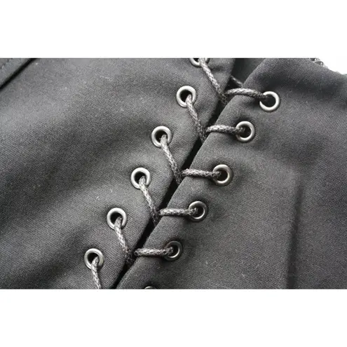 Catherine Malandrino NWT Ponte Lace Up Side Pencil Skirt in Noir Black L $245