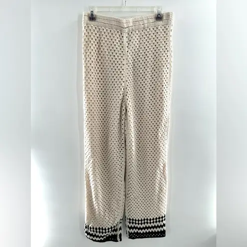 Ultra Pink Cream & Black Crochet Knit High Rise Lined Pants