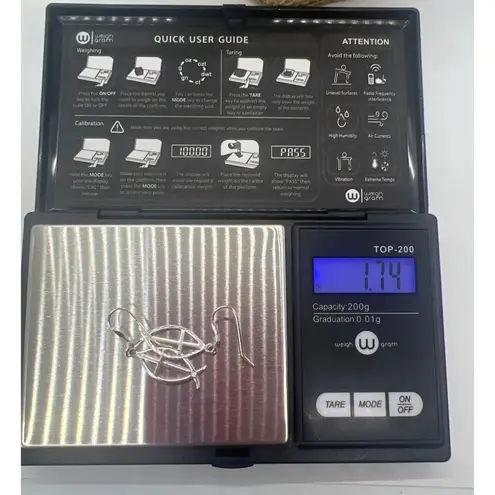 Sterling Silver Ichthys Cross Dangle Earrings Diamond Cut Hook 1.25" 1.74g