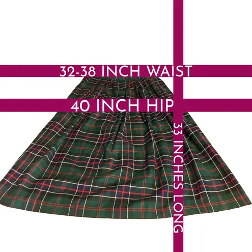 Karen Scott VINTAGE 1990'S GREEN, BLUE, RED & BLACK PLAID A-LINE SKIRT (10)