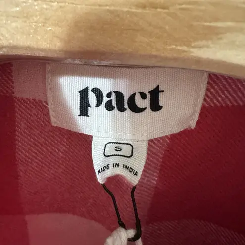 NEW Pact Holiday Gingham Mila Flannel Shirt Small Red White Button Up Top Check