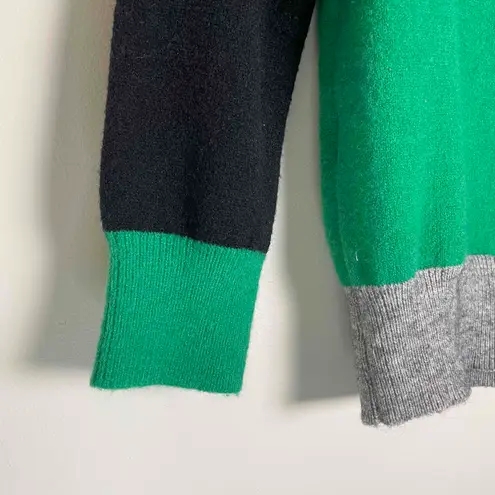 Vine & Love Womens Color Block Long Sleeve Crewneck Green Black Sweater Small Blue