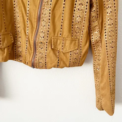 Jaase | Jodi Moto Biker Style Jacket Asymmetrical Zip Embroidered | Medium