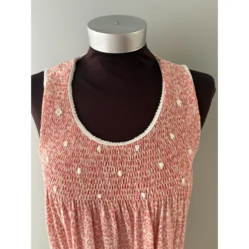 P. Jamas Pink Pima Cotton Smocked Night Gown XS Cottagecore Animal Print Trad