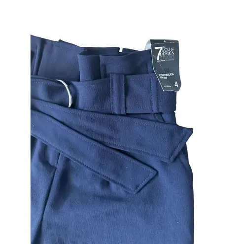 New York & Co. Blue Belted High Waist Shorts Size 4 NEW