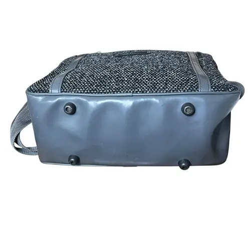 Oscar de la Renta VTG Shoulder Bag Gray Tweed Duffle Travel Carry-on Zip Top