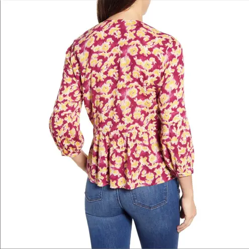 Caslon Marinda Split Neck Floral Blouse