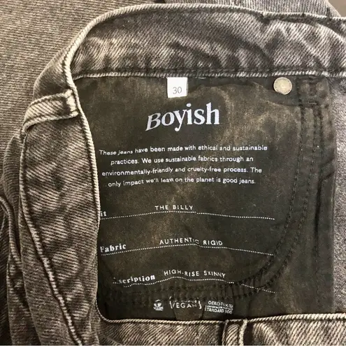 Boyish NWT THE BILLY in Toxic Avenger High Rise Skinny Jeans Lt Grey Sustainable