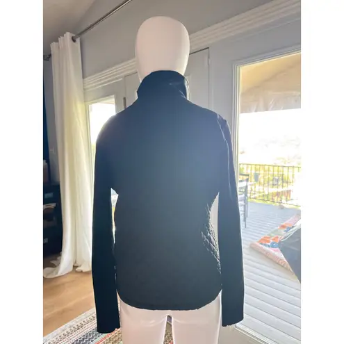 San Joy USA Black Quilted Zip Jacket Women’s Medium Knit Sleeves