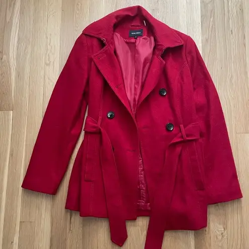 Nine West  Red Wool Poly Peacoat 10