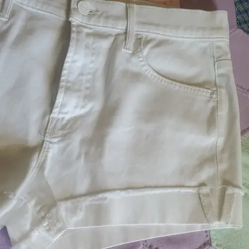 Mother Jeans The Rascal Slit Flip Short In Glass Slipper Mid Rise 2.5" I… White Size 29