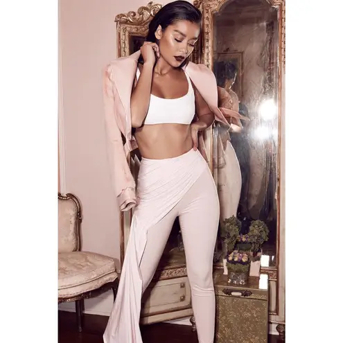 House Of CB  Caixa Pale Light Pink Front Drape Asymmetric‎ Trousers Pants Large - Image 4