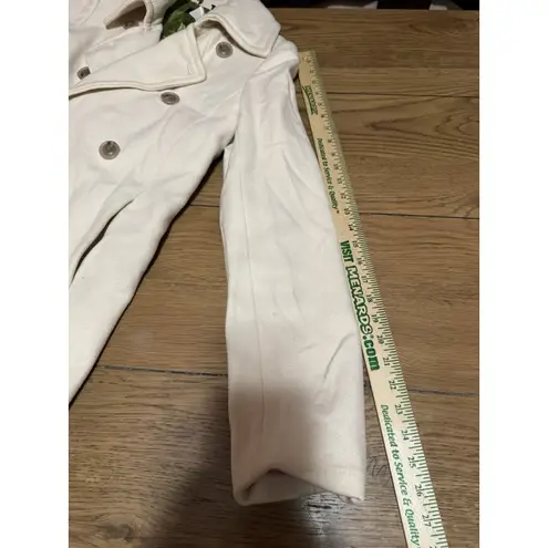 J.Crew Wool Pea Coat Women Size TM Ivory Cream Double Breasted Classic City READ