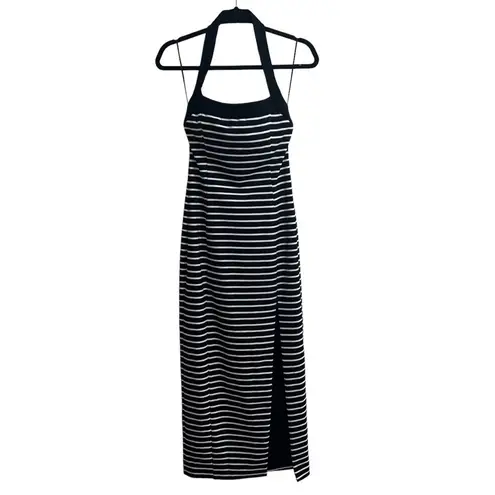 Nicholas NEW NWT Jane Contrast Square Neck Midi Dress In Black & Milk Stripe